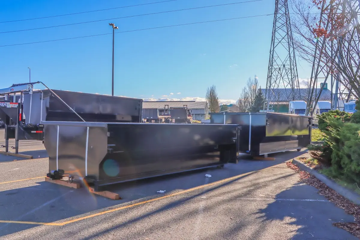 Roll-off dumpster ready for waste disposal at job site for Yard Waste Dumpster Rental in Des Peres